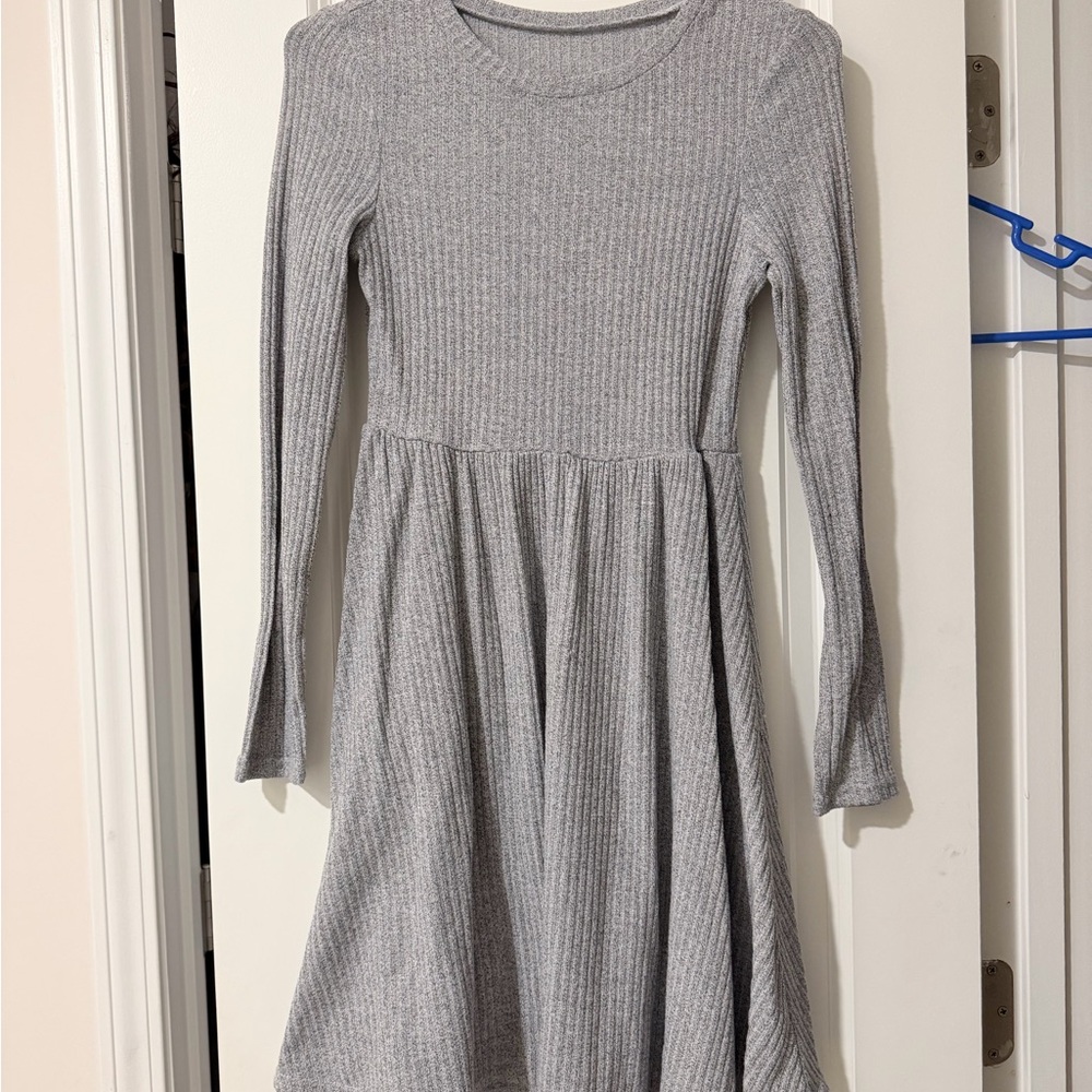 SHEIN Gray Ribbed Kids Casual Dress